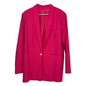Vintage Barrie Stephens Oversized Hot Pink Blazer M Tall Academia Retro Barbie